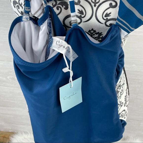 Cupshe Sparkle In The Sun Cut Out High WaistOne Piece Bathing Suit Large - Picture 8 of 10